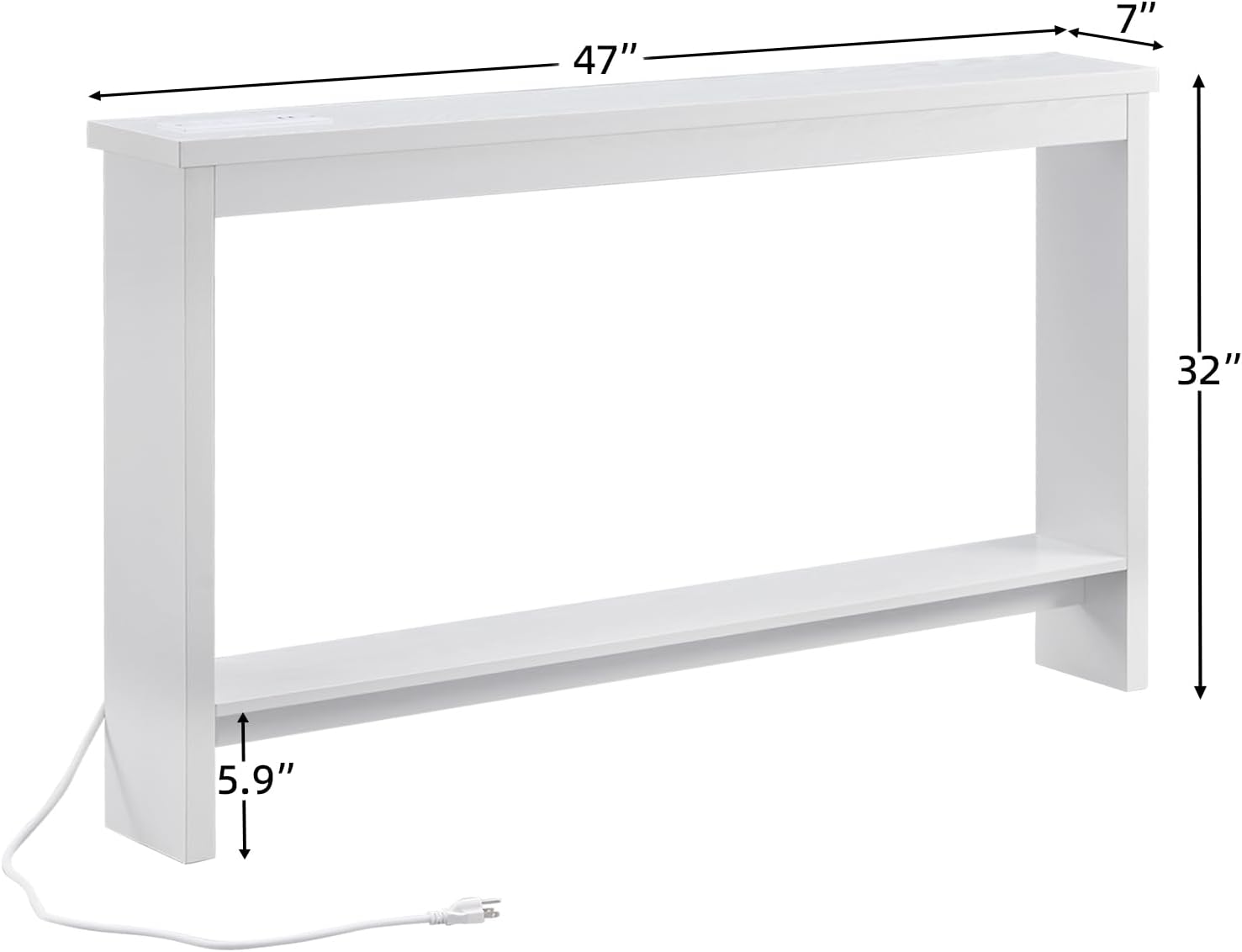 White Console Table with Charging Station