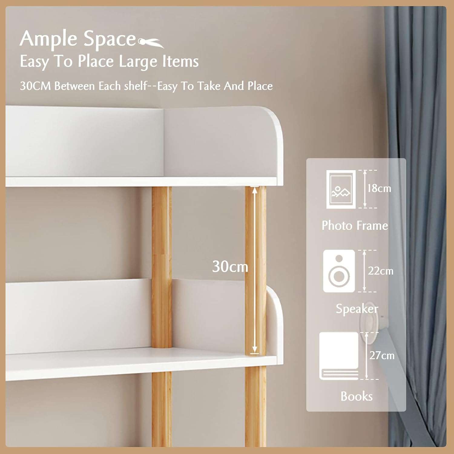 Warm White 5-Tier Wooden Bookcase