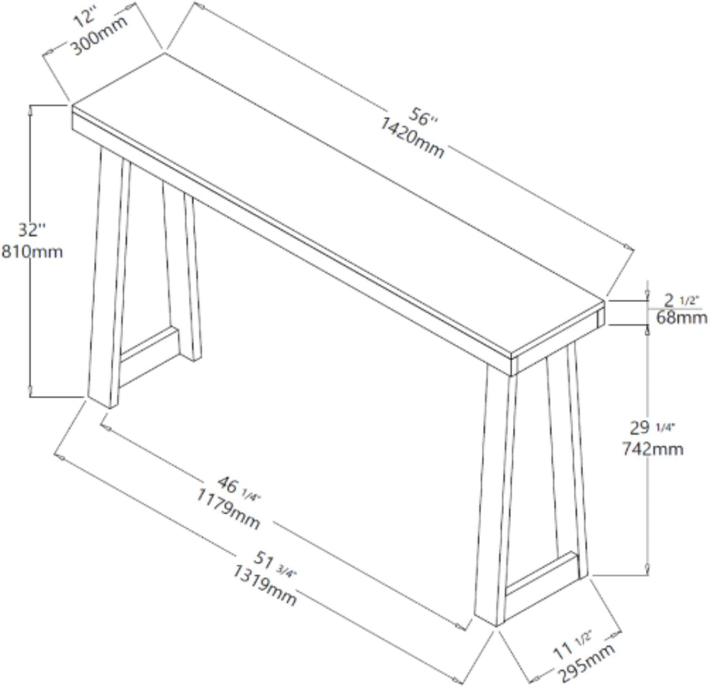 Blonde Solid Wood Console Table