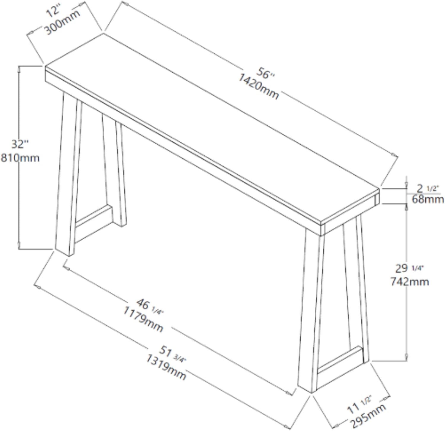 Blonde Solid Wood Console Table