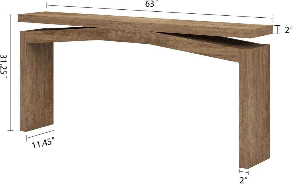 Natural Brown Wooden Console Table
