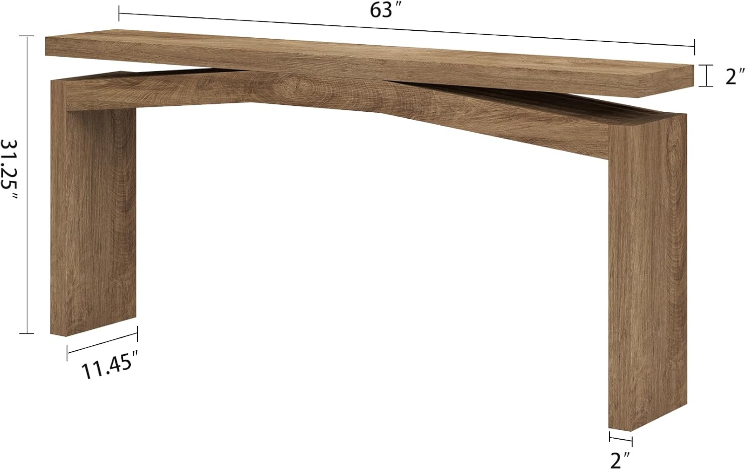 Natural Brown Wooden Console Table