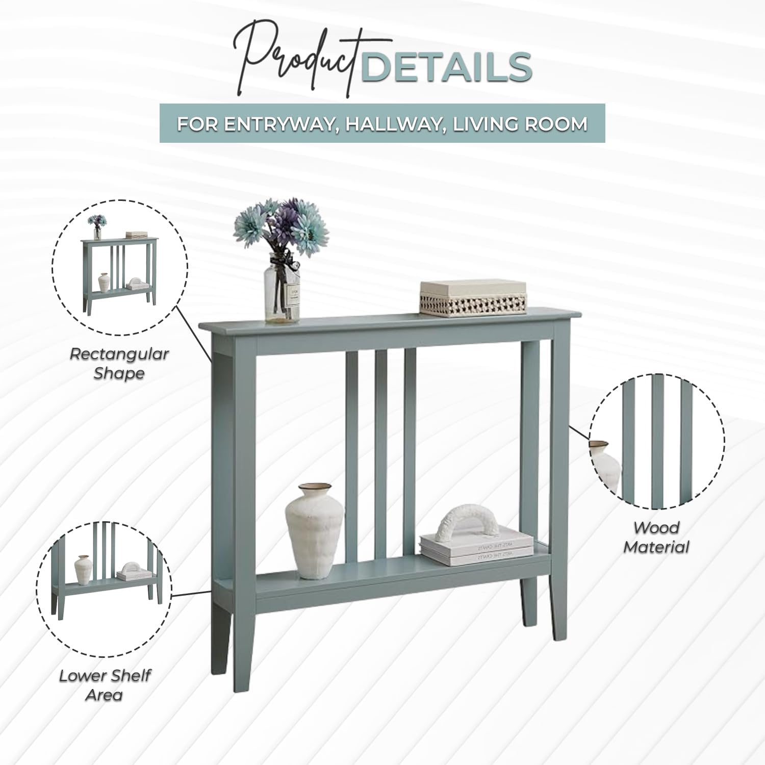Brand Ice Blue Console Table with Shelf