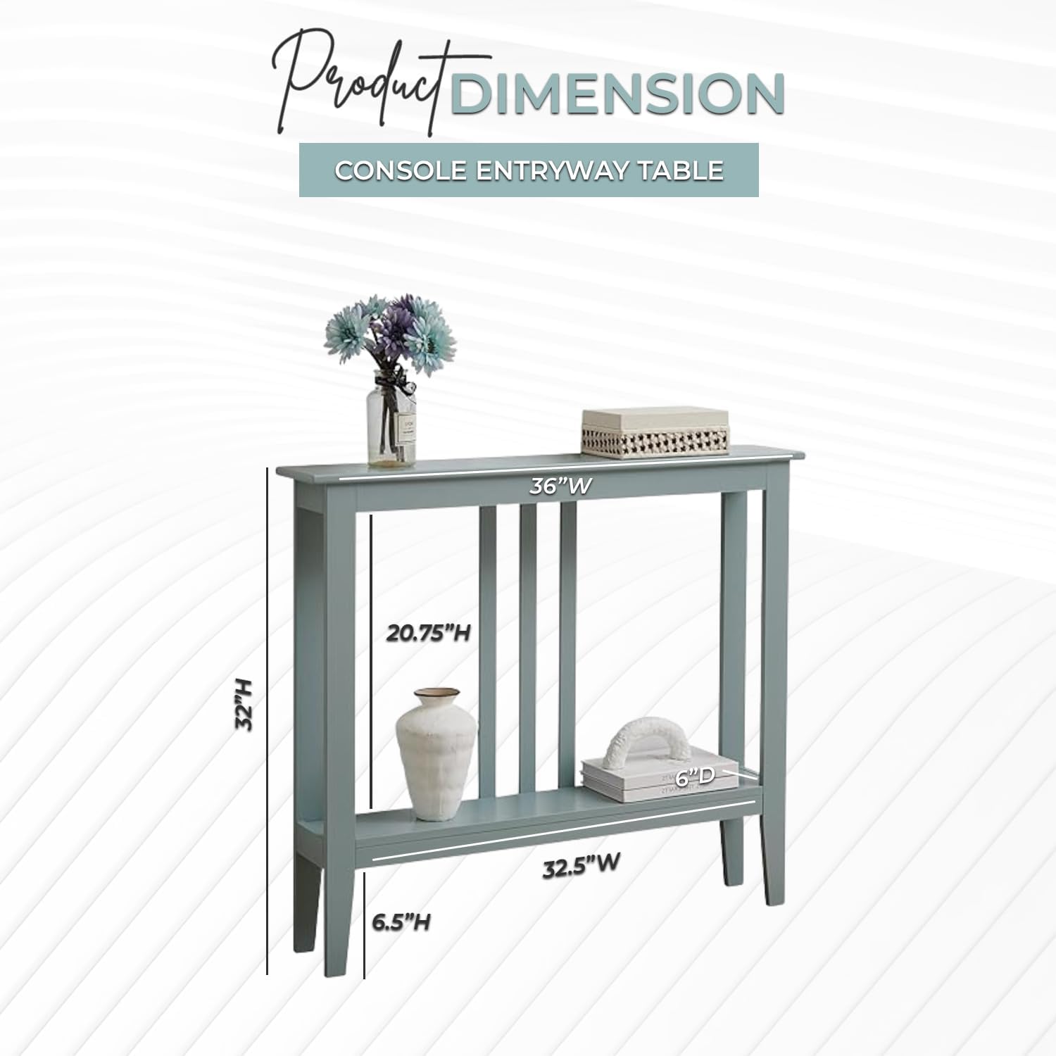 Brand Ice Blue Console Table with Shelf