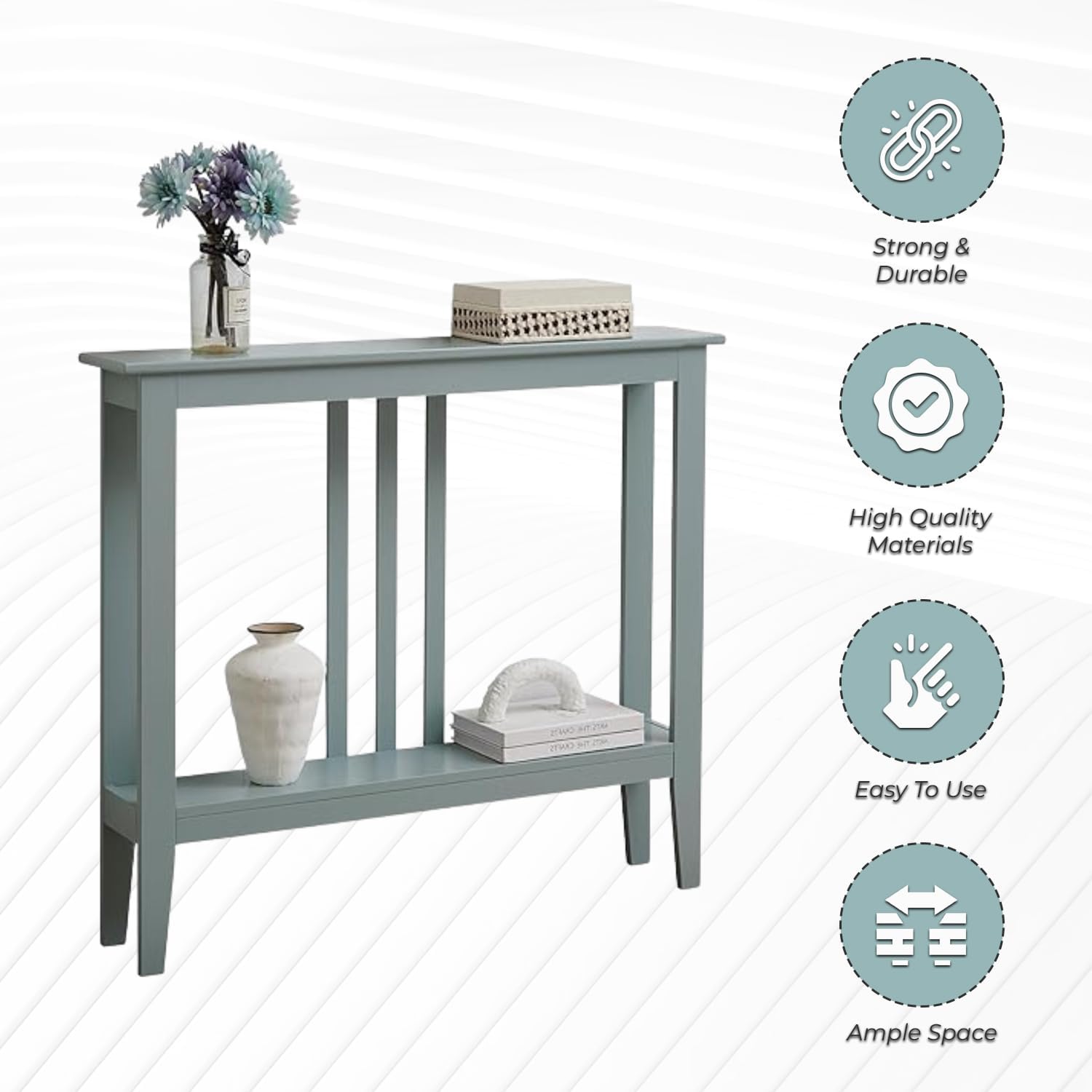 Brand Ice Blue Console Table with Shelf