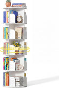 White 5-Tier Rotating Bookshelf Tower