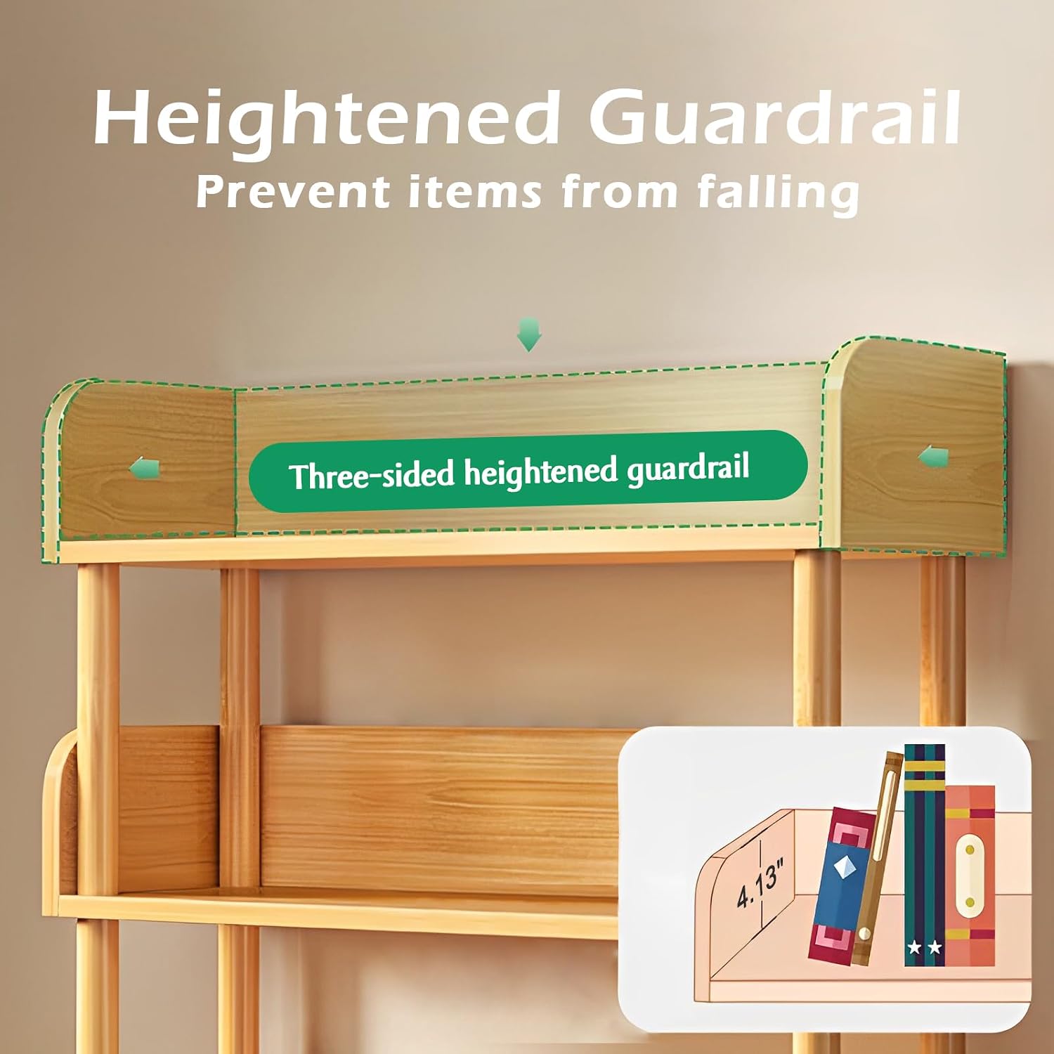 Oak 5-Tier Wooden Open Bookcase