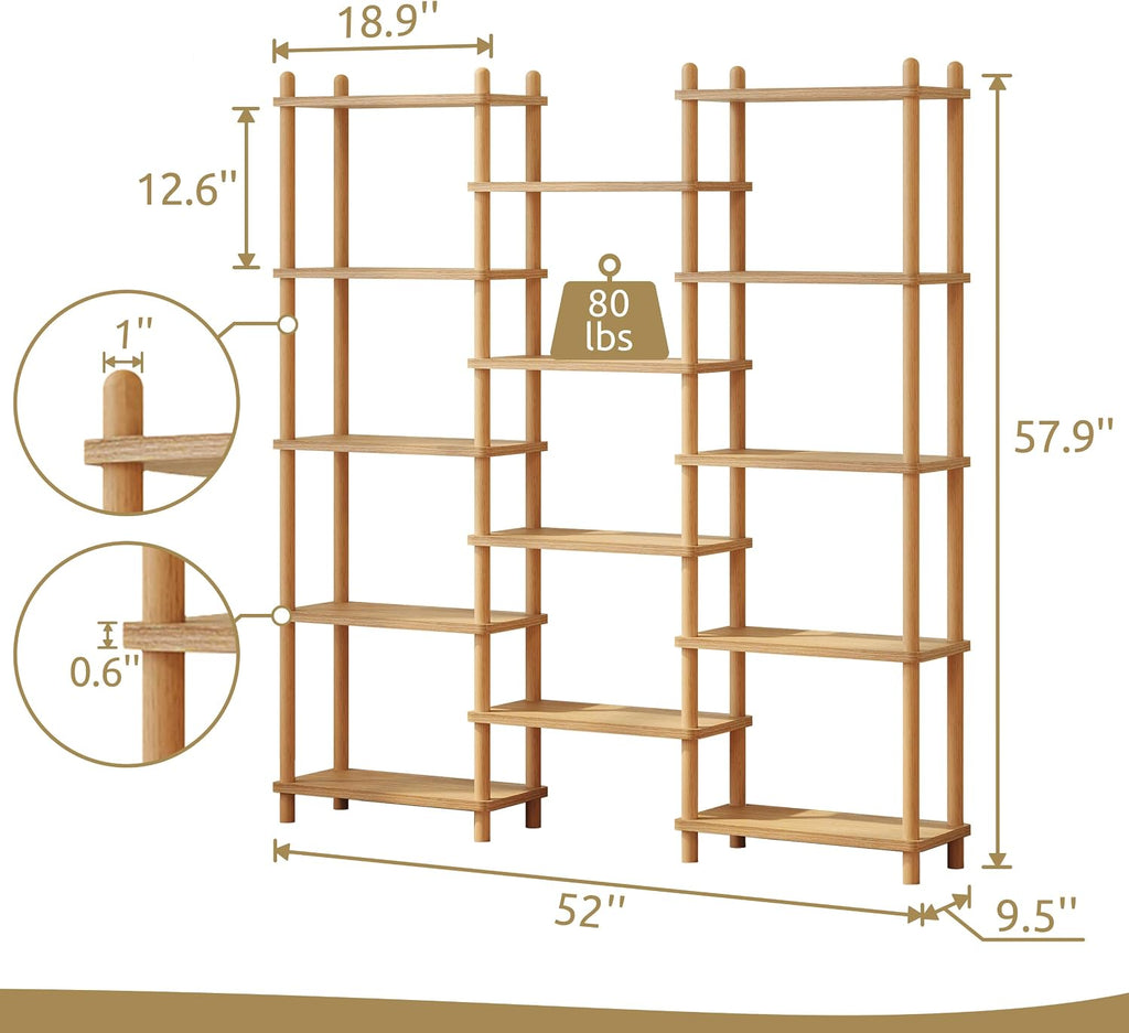5-Tier Triple Wide Bookshelf