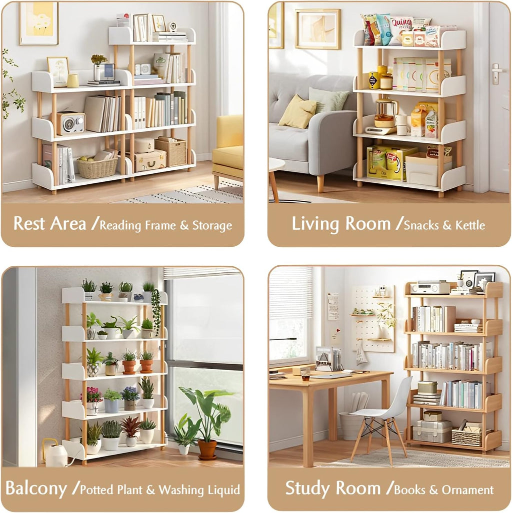 Warm White 5-Tier Wooden Bookcase