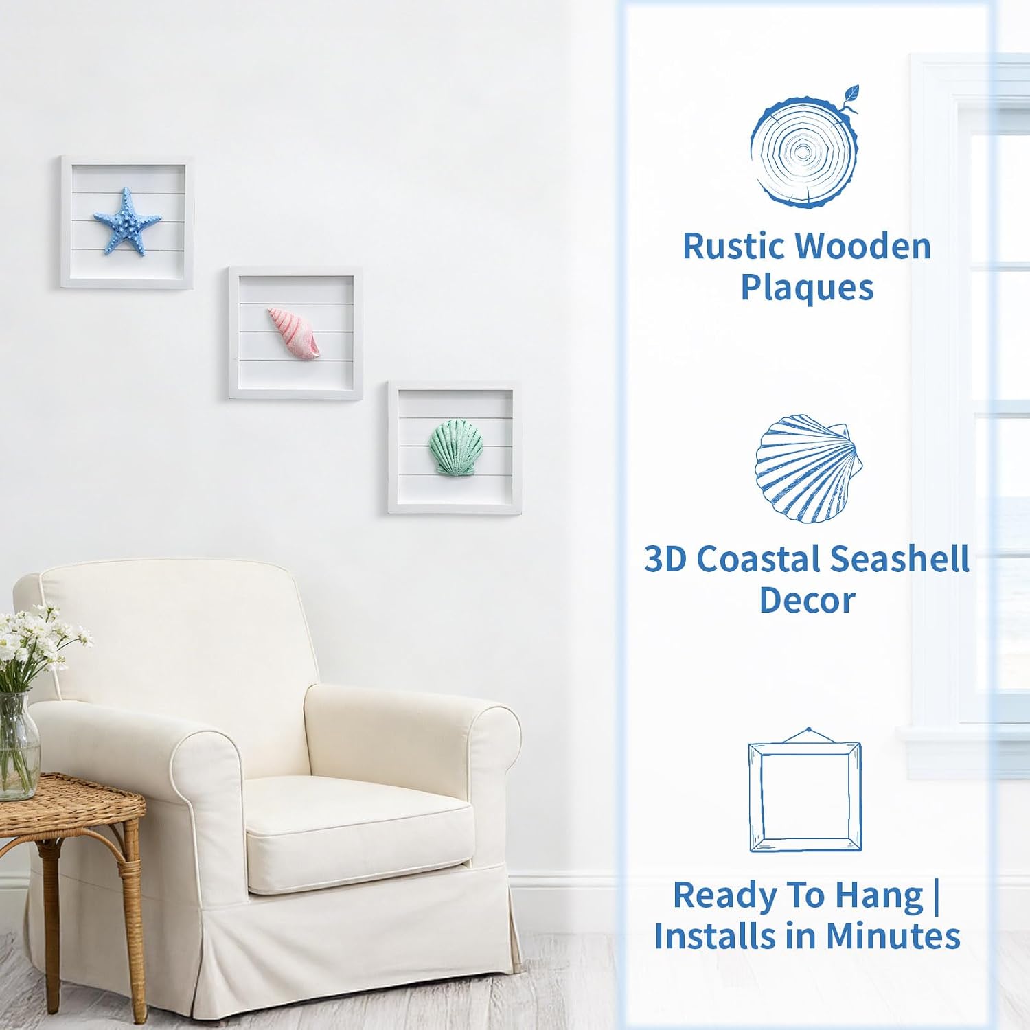3D Coastal Seashell Wall Decor Set