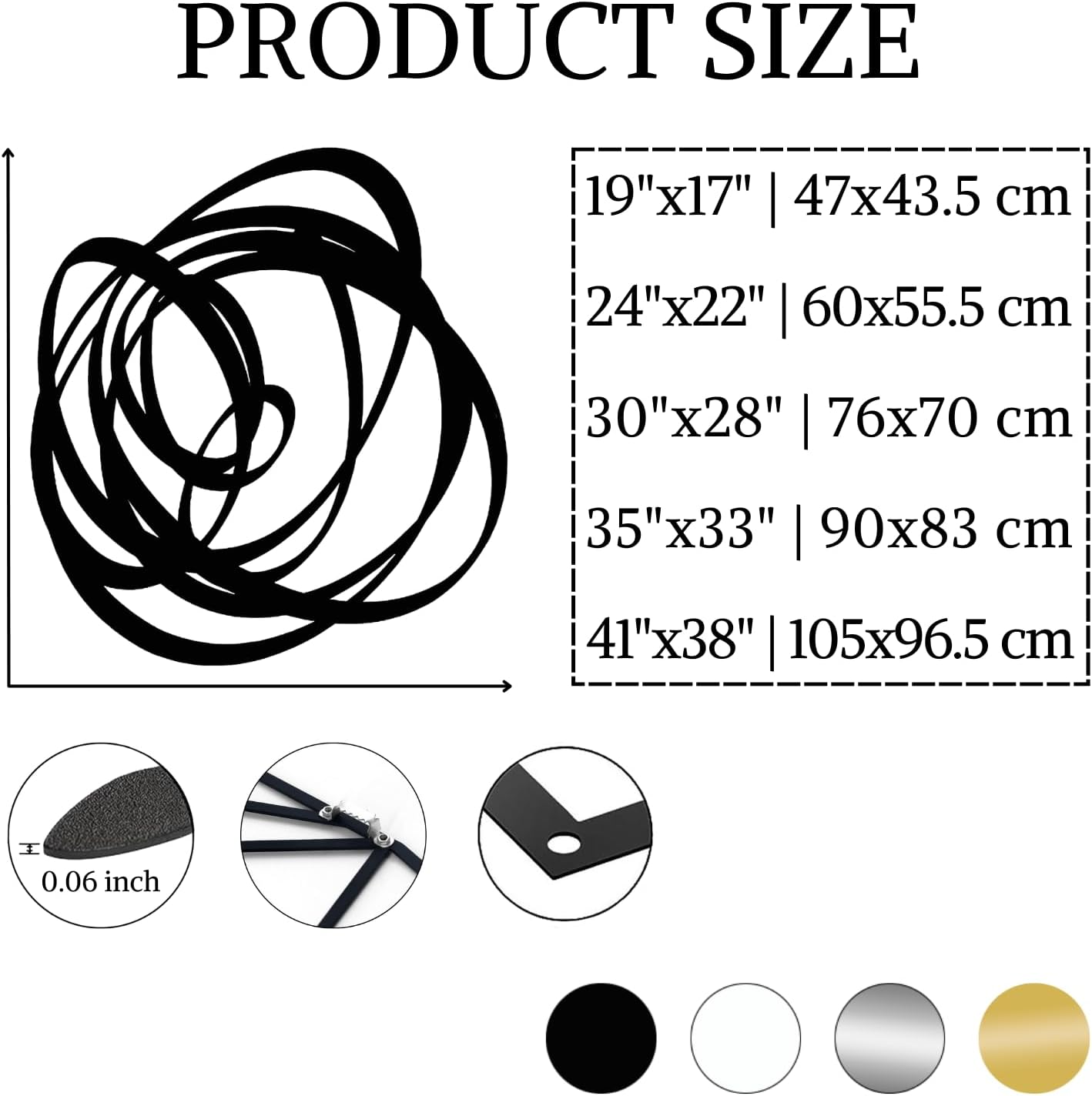 Kewhush Black Abstract Metal Wall Art