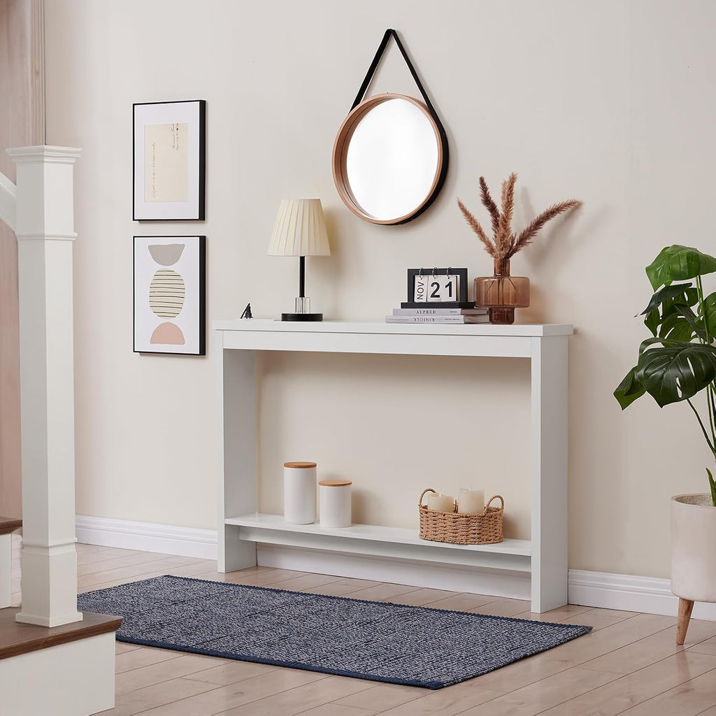 White Console Table with Charging Station