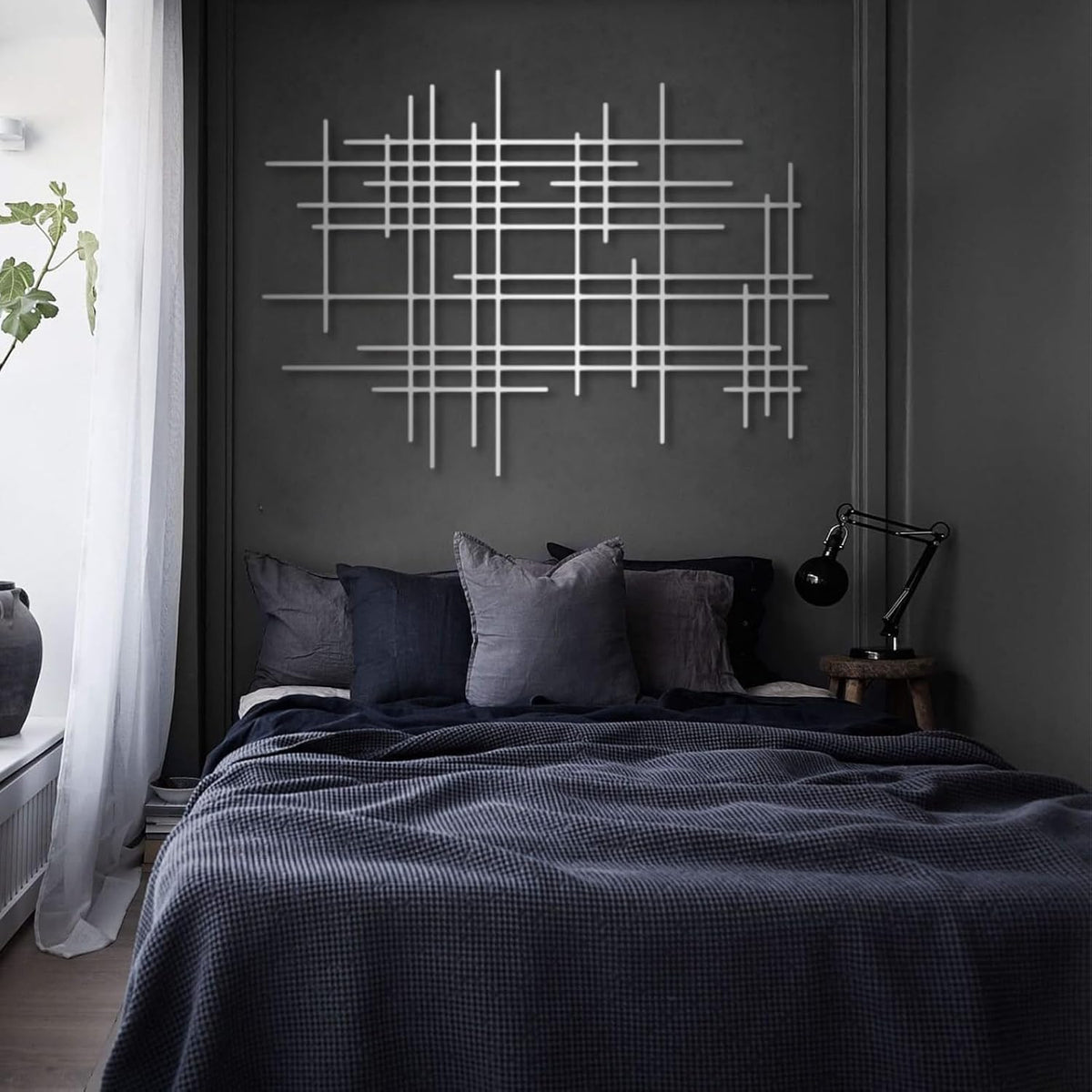 Silver Geometric Metal Wall Decor