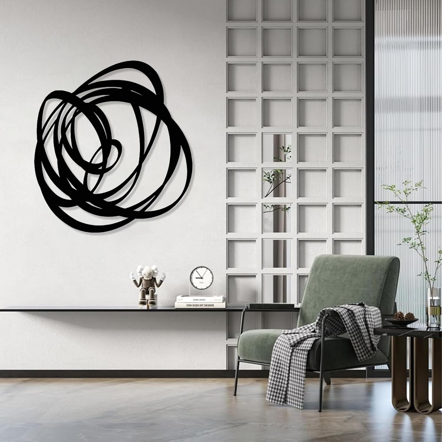 Kewhush Black Abstract Metal Wall Art