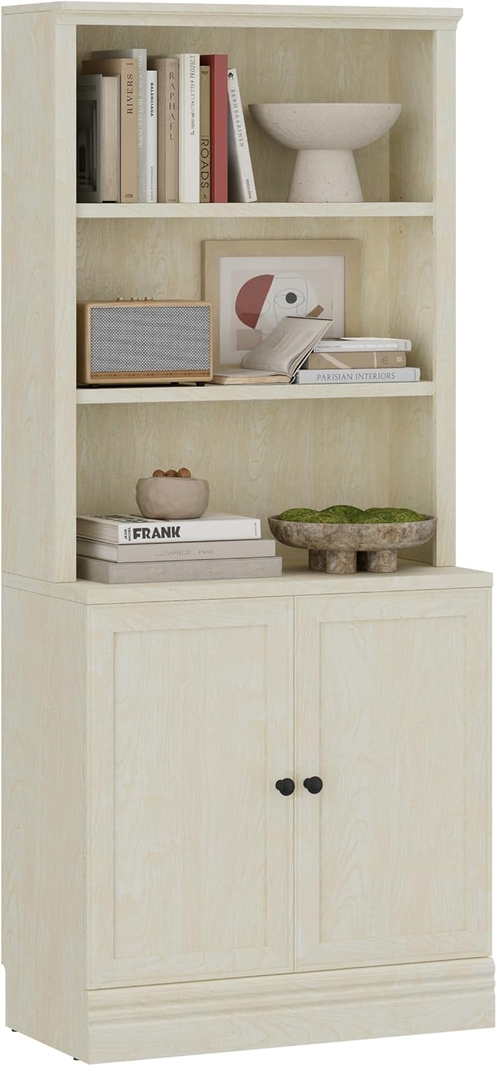 5-Tier Multi-Depth Bookshelf with Door