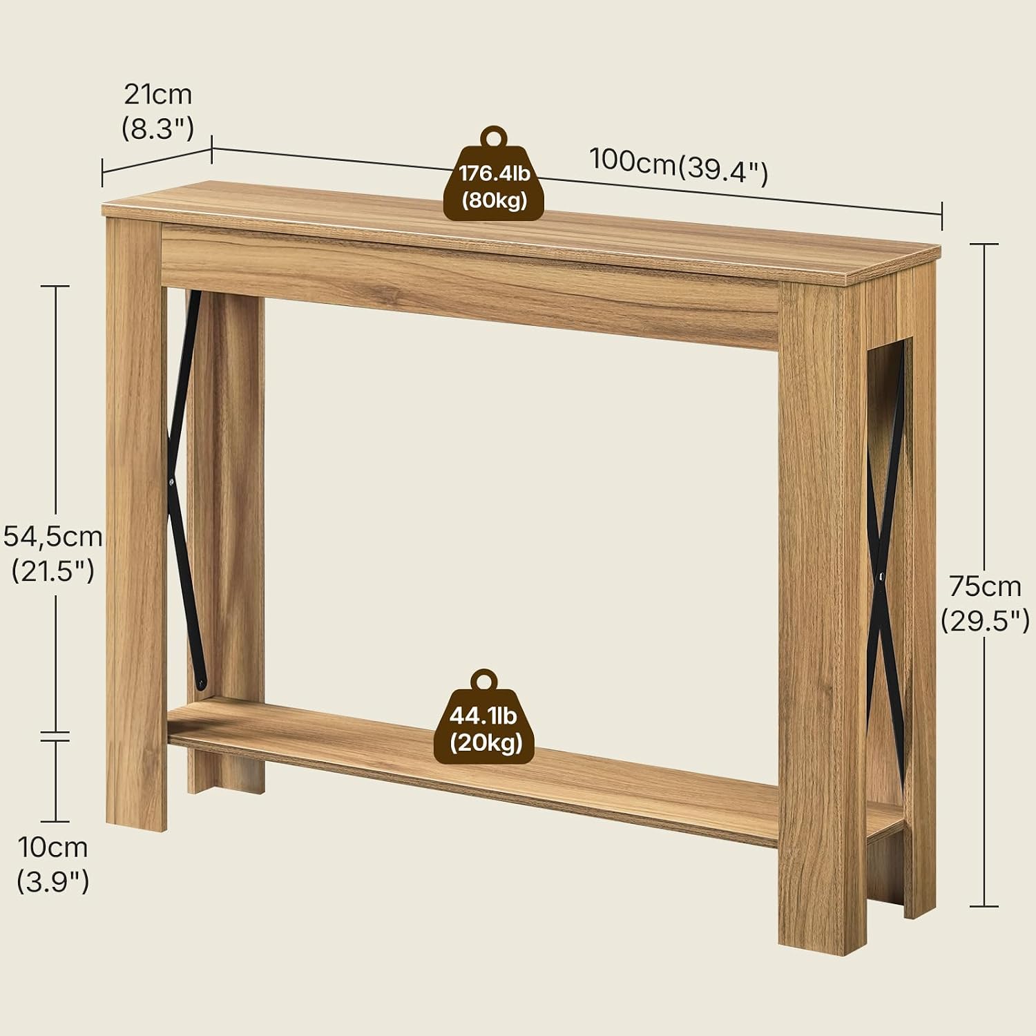 Light Walnut Farmhouse Console Table