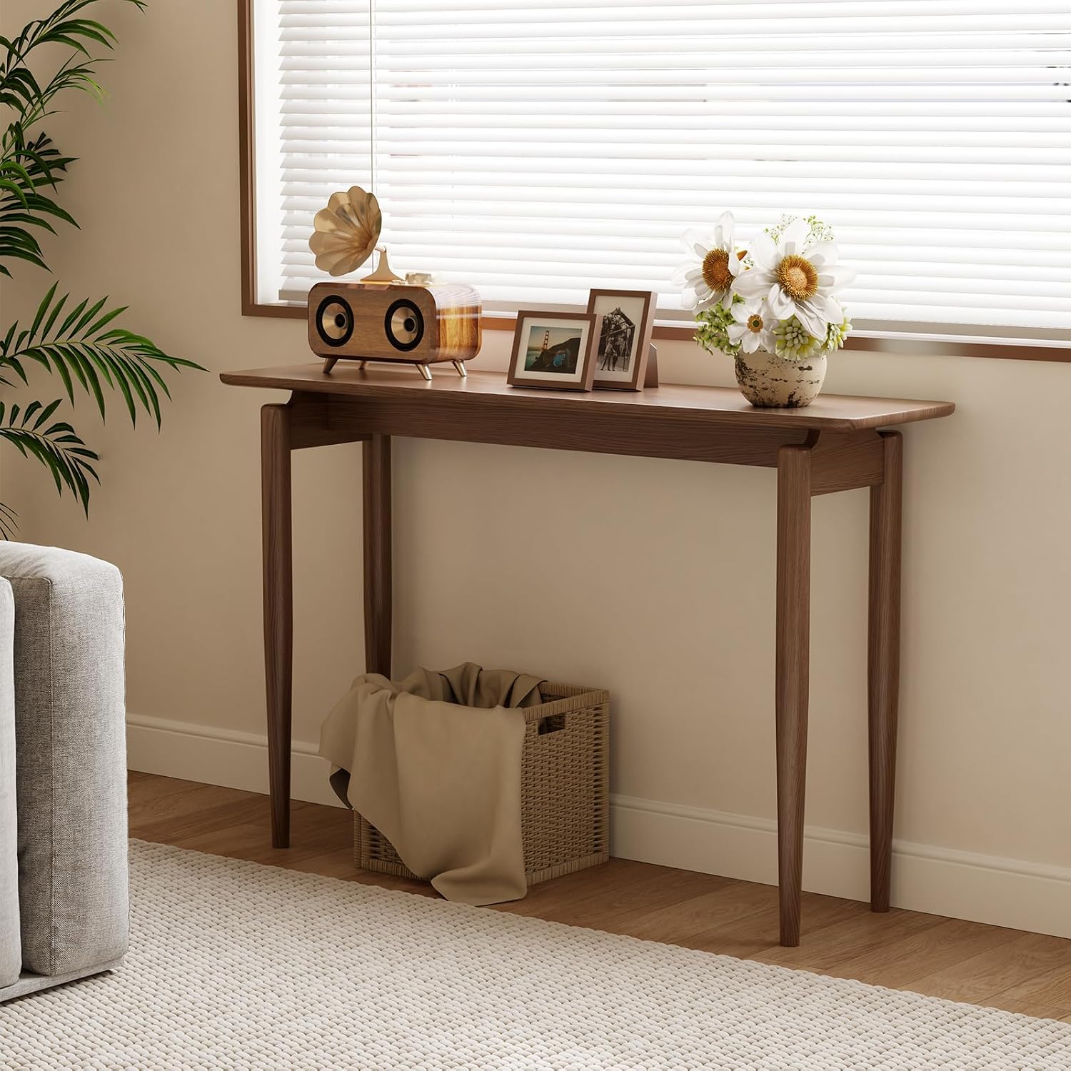 Walnut Wood Console Table