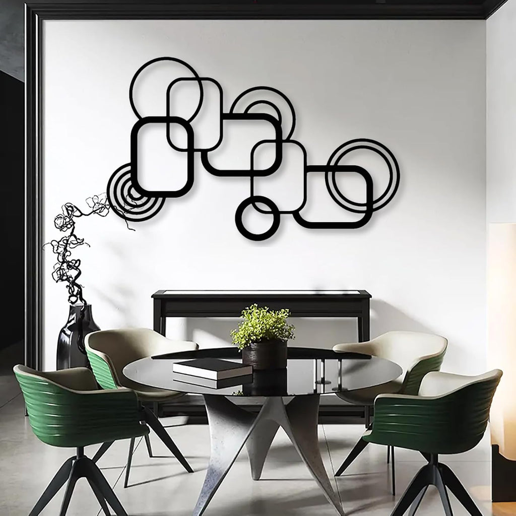 White Geometric Metal Line Wall Art