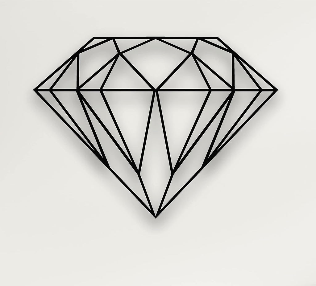 3D Geometric Diamond Metal Wall Art