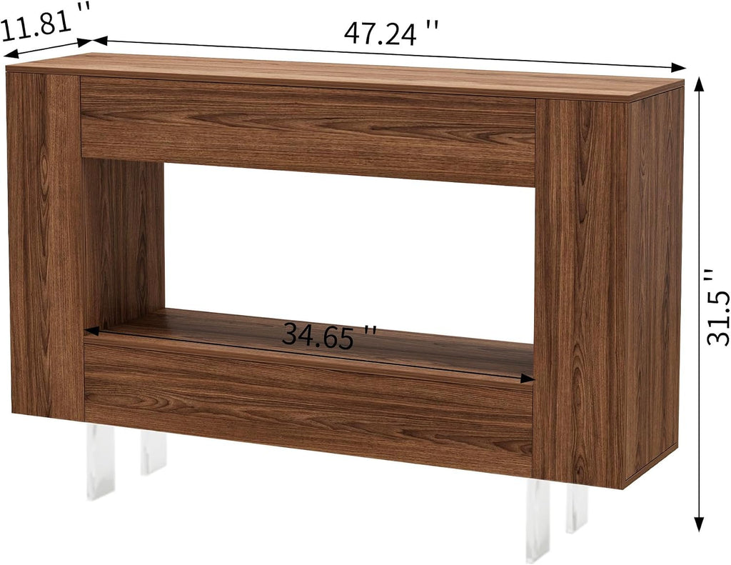 Brown Console Table with Hidden Storage