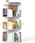 White 3-Tier Rotating Bookshelf Tower