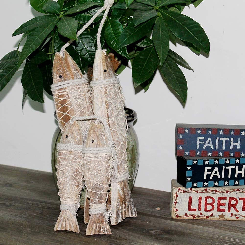 Rustic Nautical Wooden Fish Wall Decor