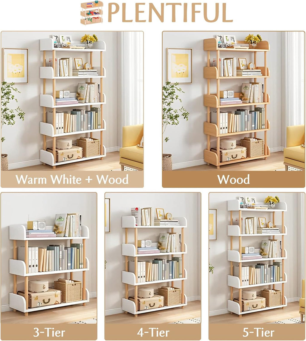 Warm White 5-Tier Wooden Bookcase