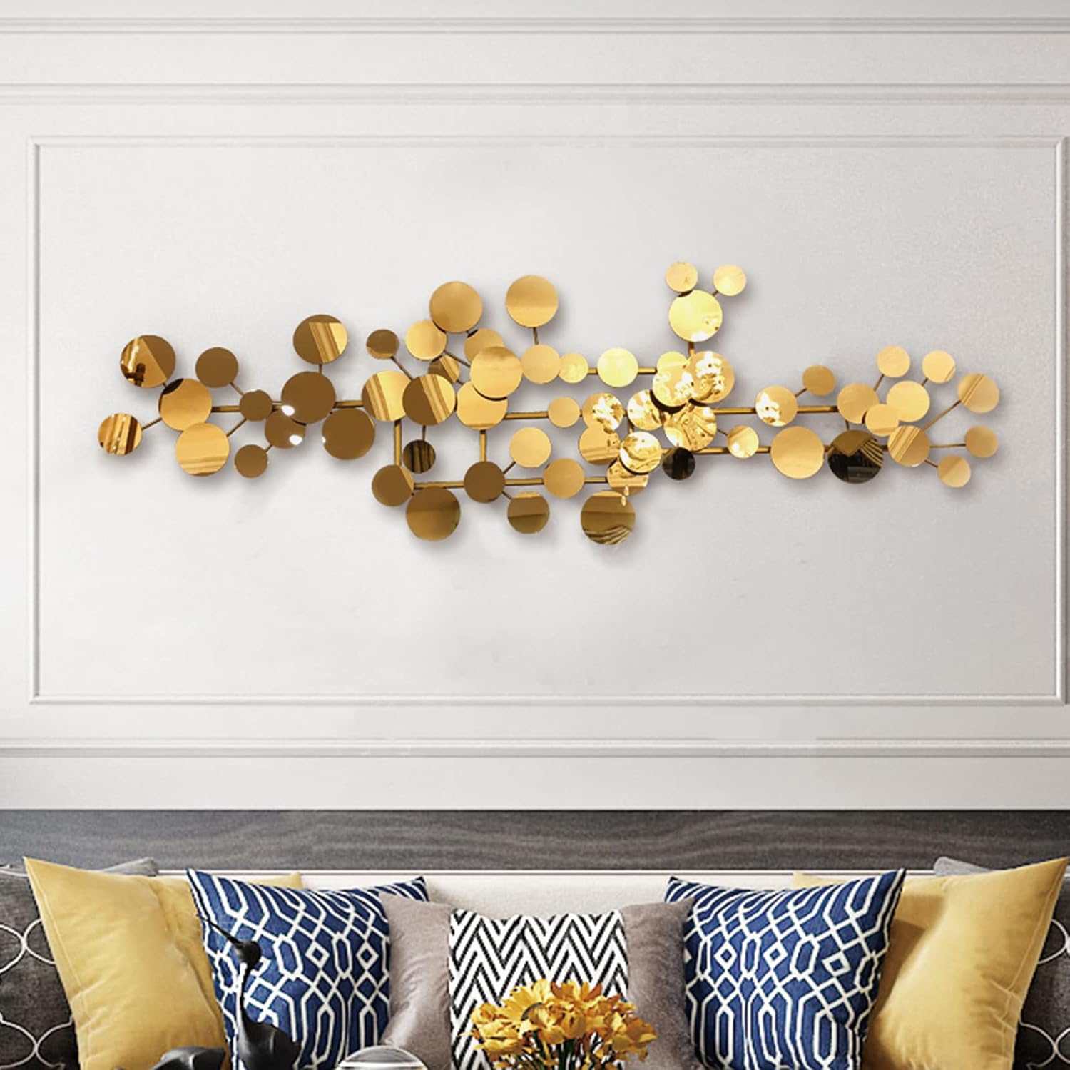 Gold 3D Geometric Metal Wall Art