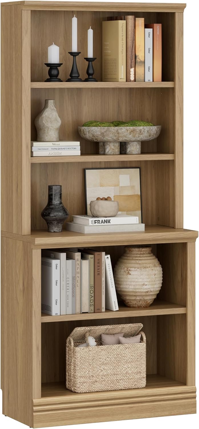 5-Tier Adjustable Multi-Depth Bookshelf