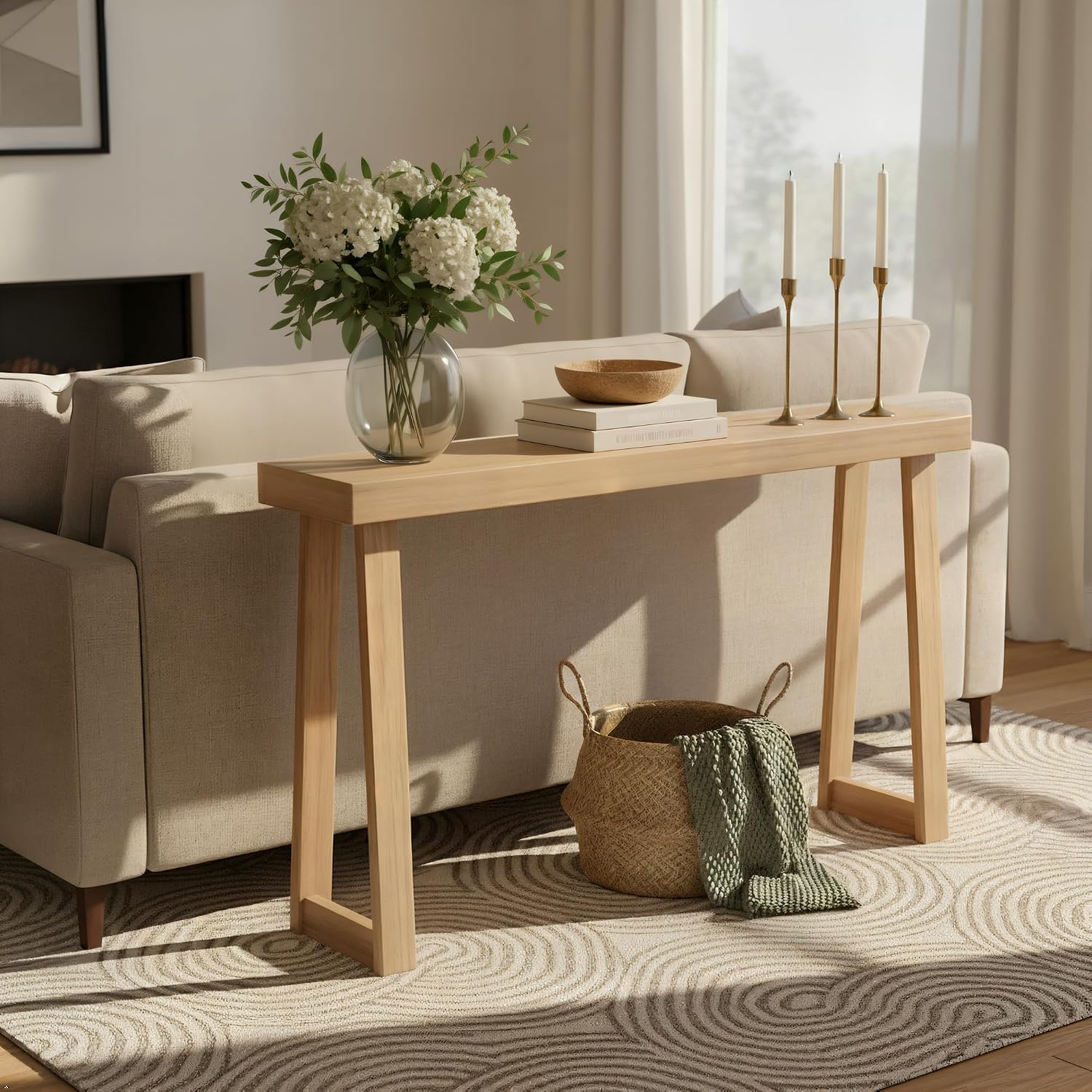 Blonde Solid Wood Console Table