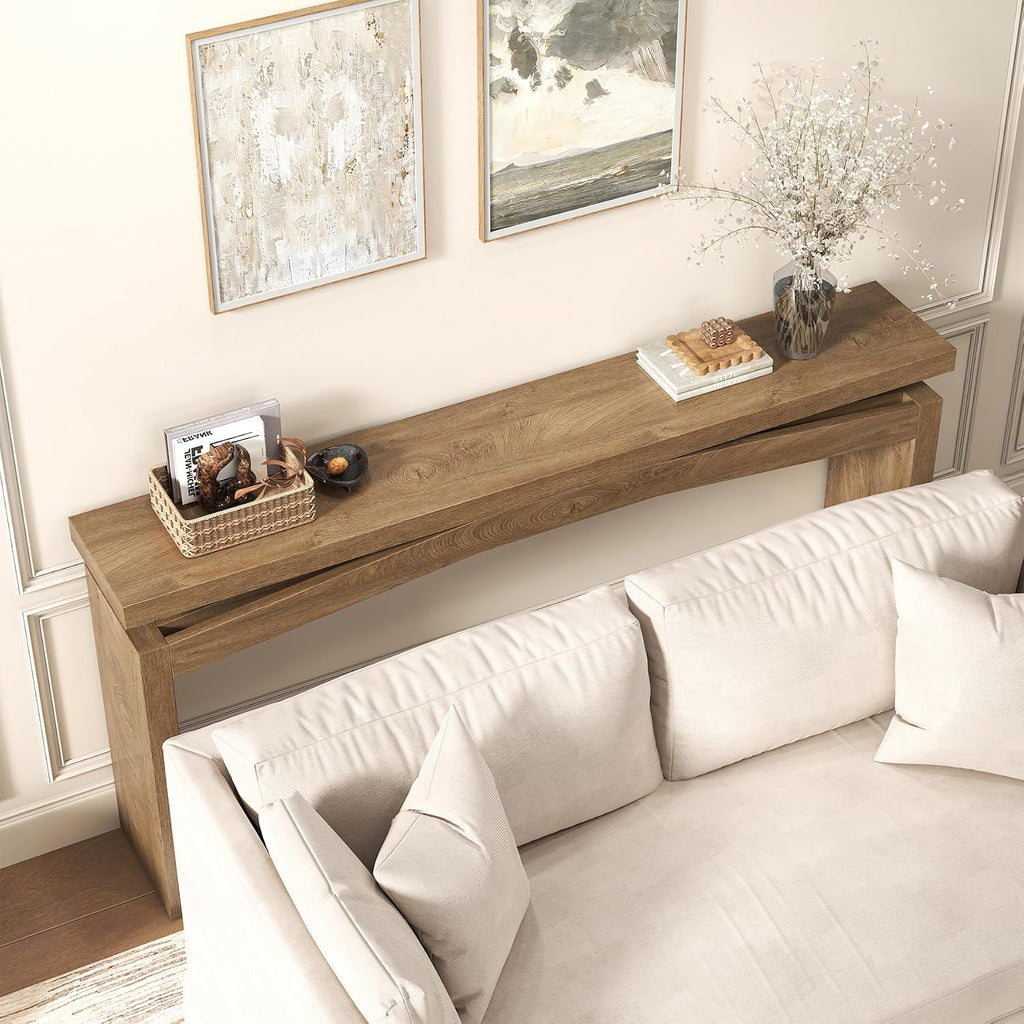 Natural Brown Wooden Console Table