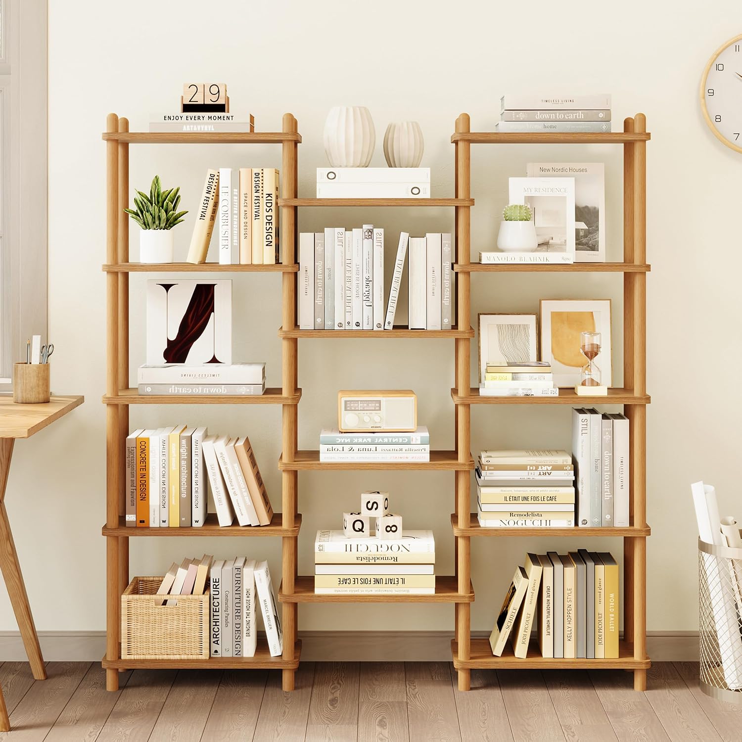 5-Tier Triple Wide Bookshelf