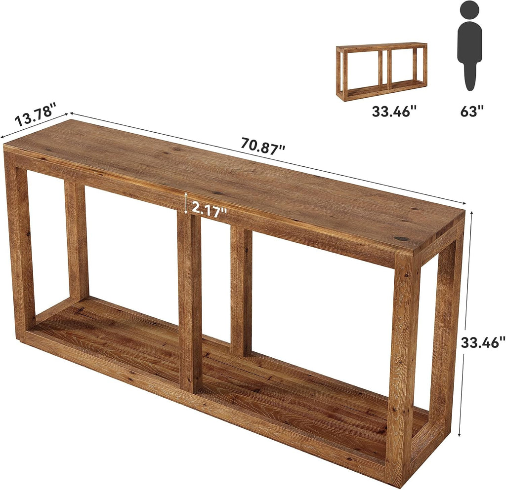 2-Tier Solid Wood Console Table