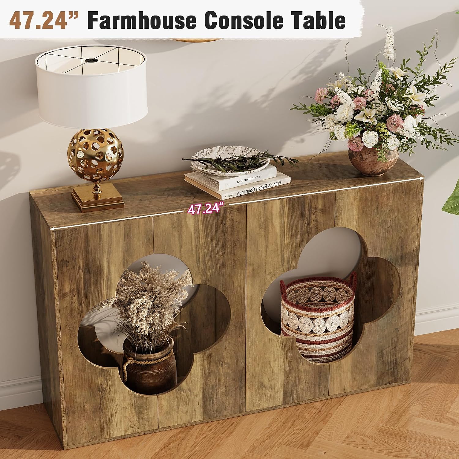 Retro Brown Farmhouse Console Table