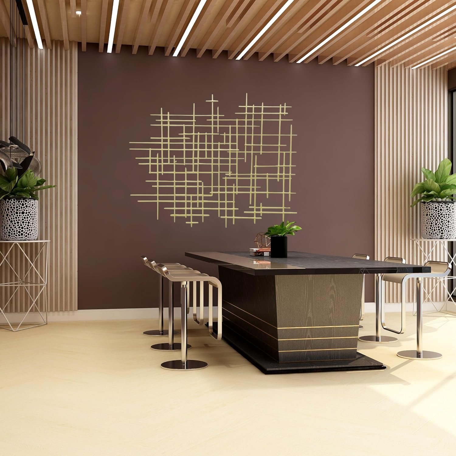 Champagne Geometric Metal Wall Art