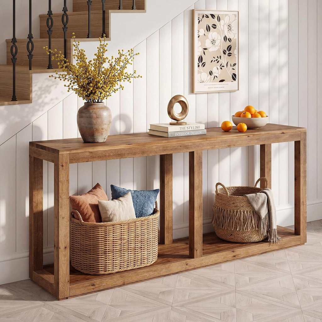 2-Tier Solid Wood Console Table