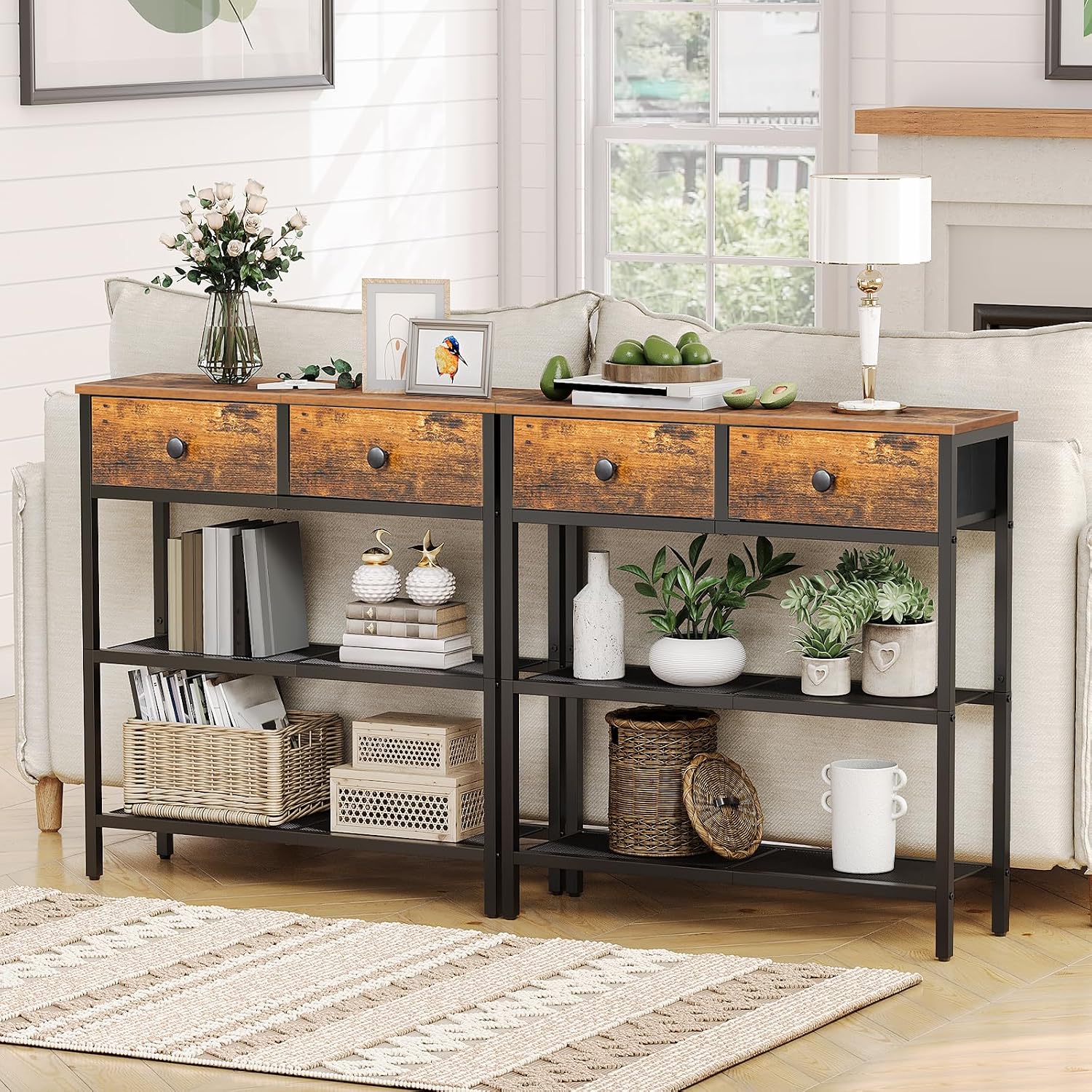 Rustic Brown Narrow Console Table