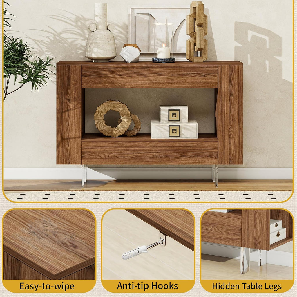 Brown Console Table with Hidden Storage