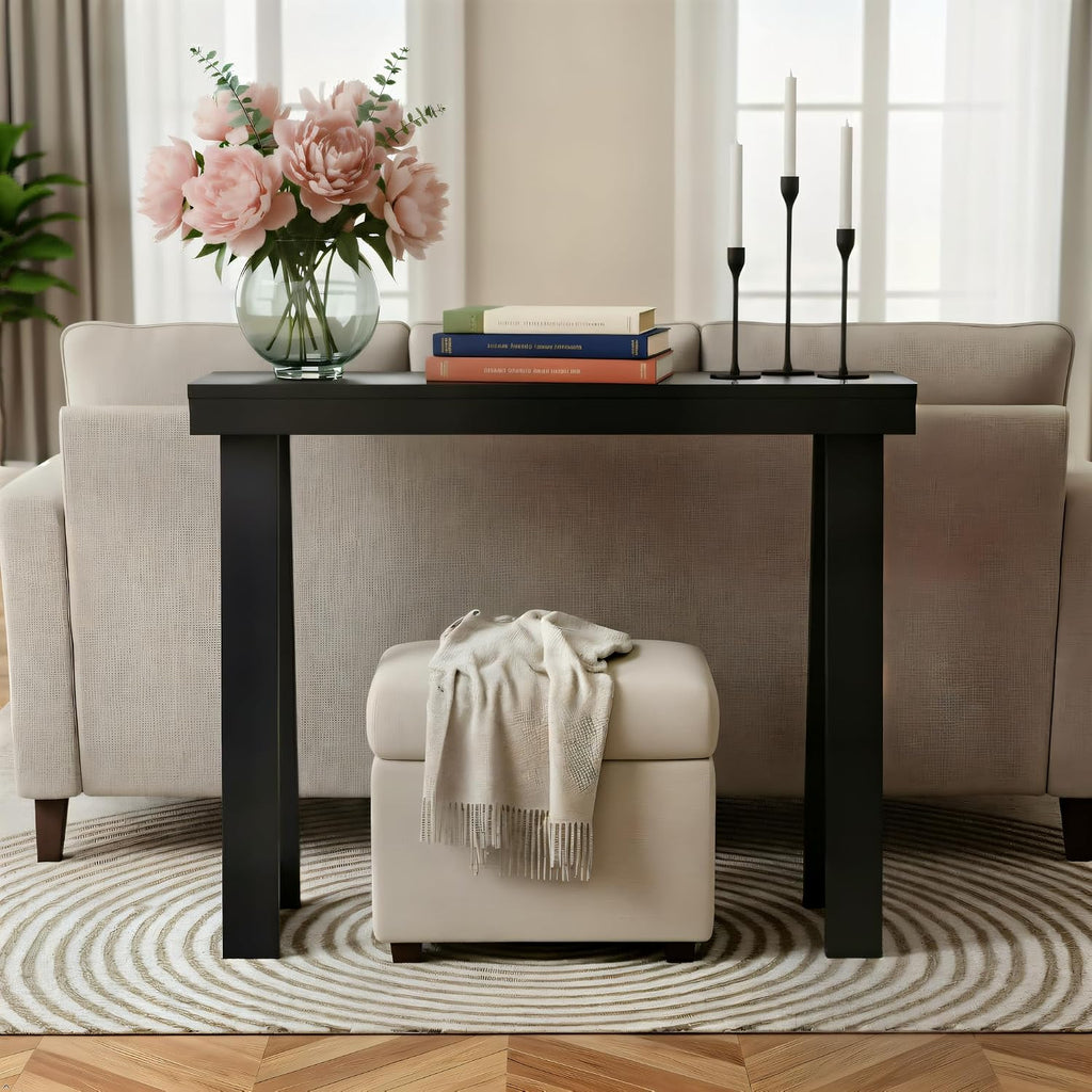 Black Solid Wood Console Table
