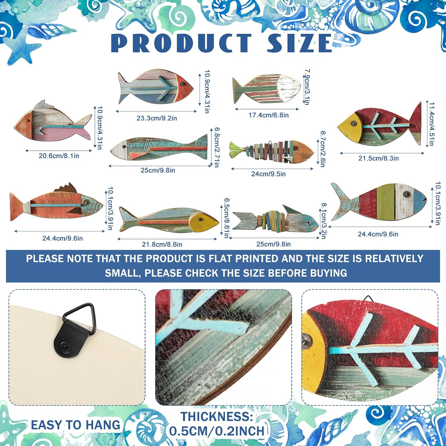 Wooden Fish Coastal Wall Decor Set