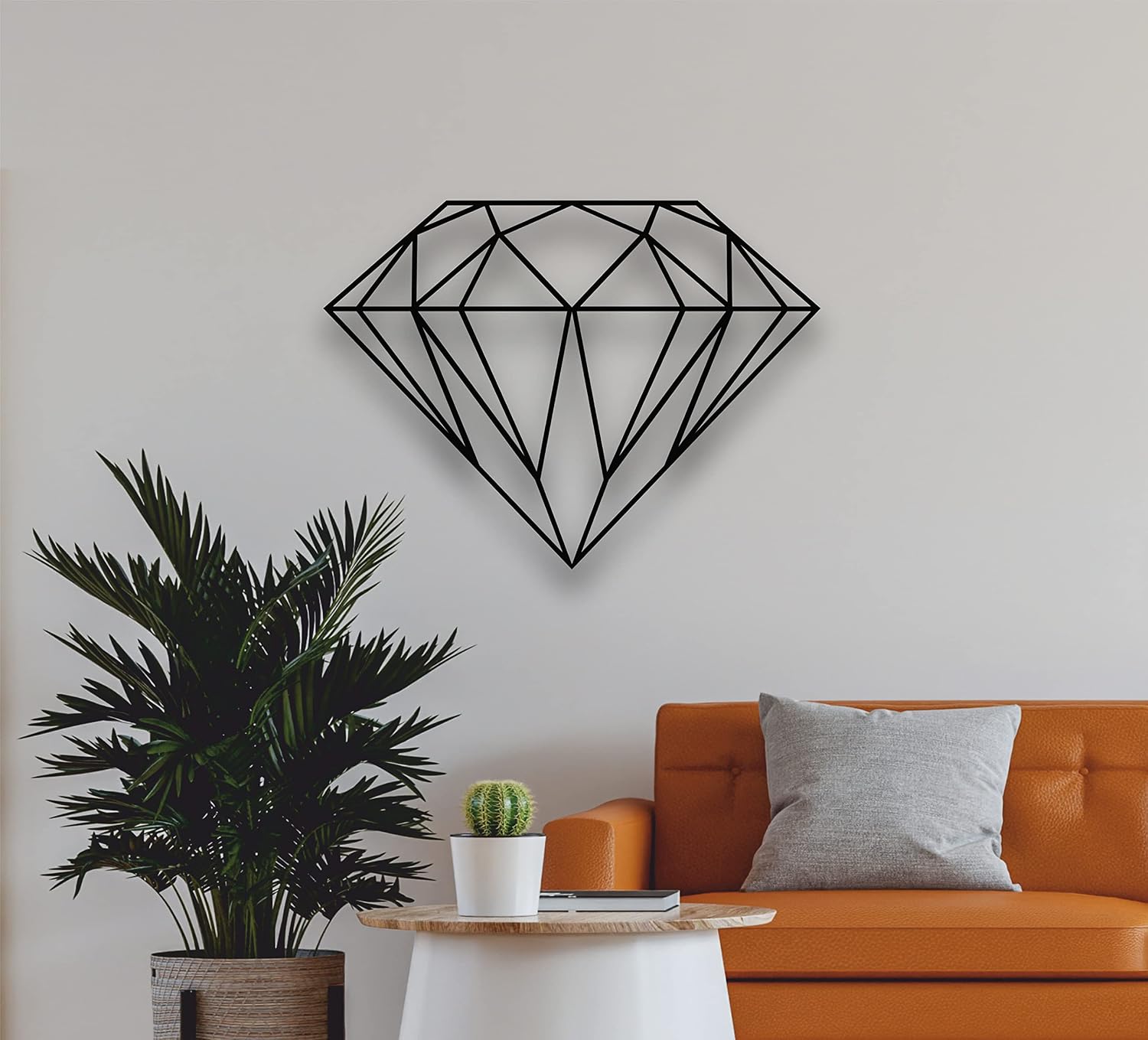 3D Geometric Diamond Metal Wall Art