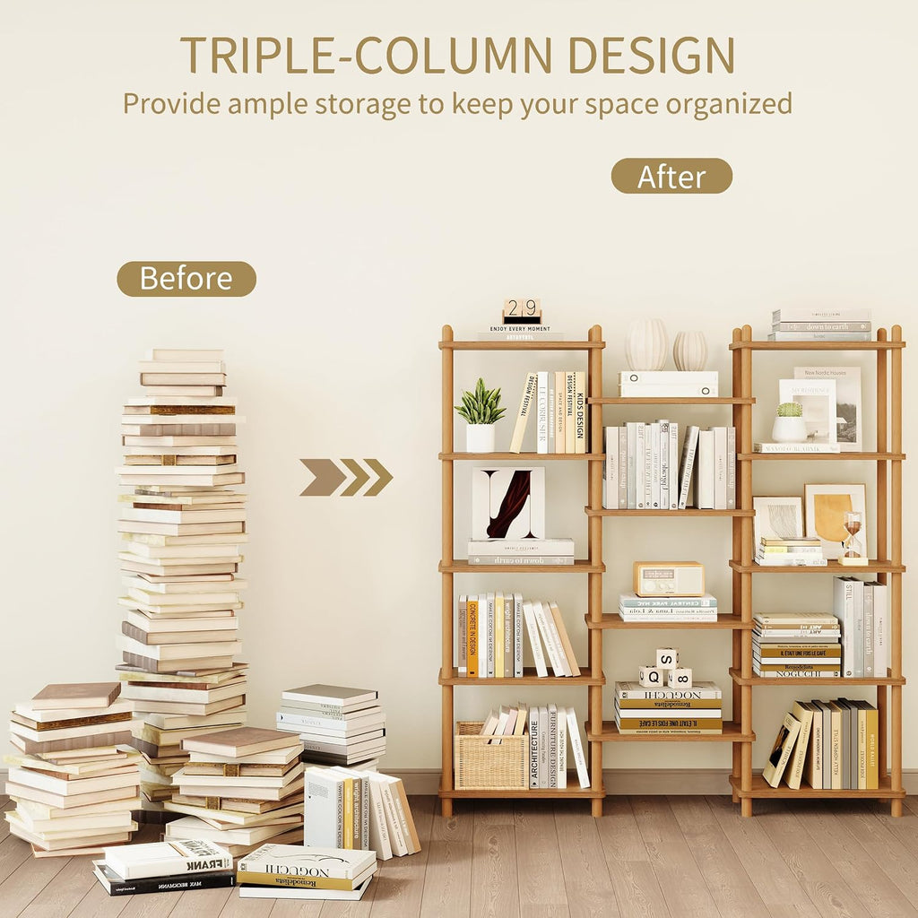 5-Tier Triple Wide Bookshelf