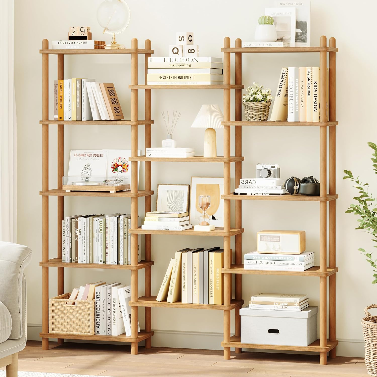 5-Tier Triple Wide Bookshelf