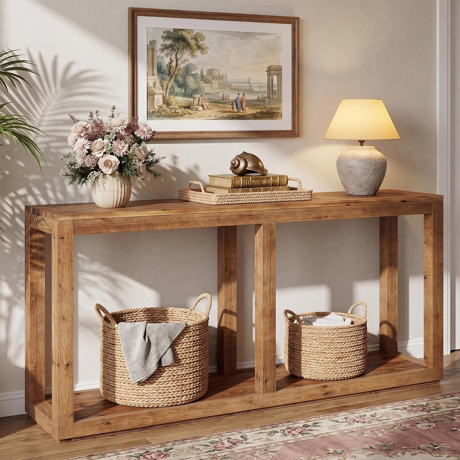 2-Tier Solid Wood Console Table