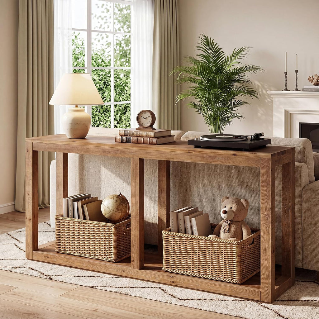 2-Tier Solid Wood Console Table