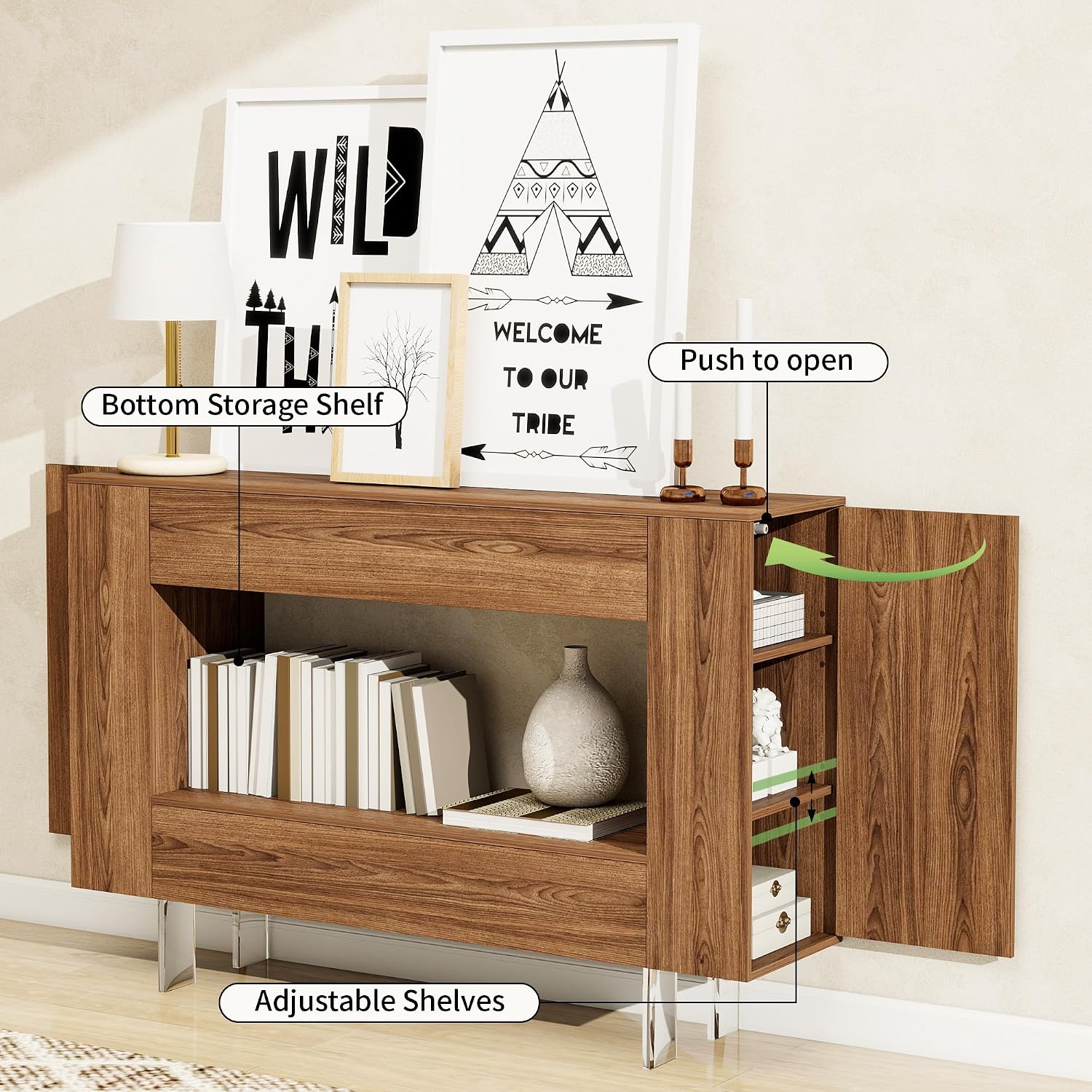Brown Console Table with Hidden Storage