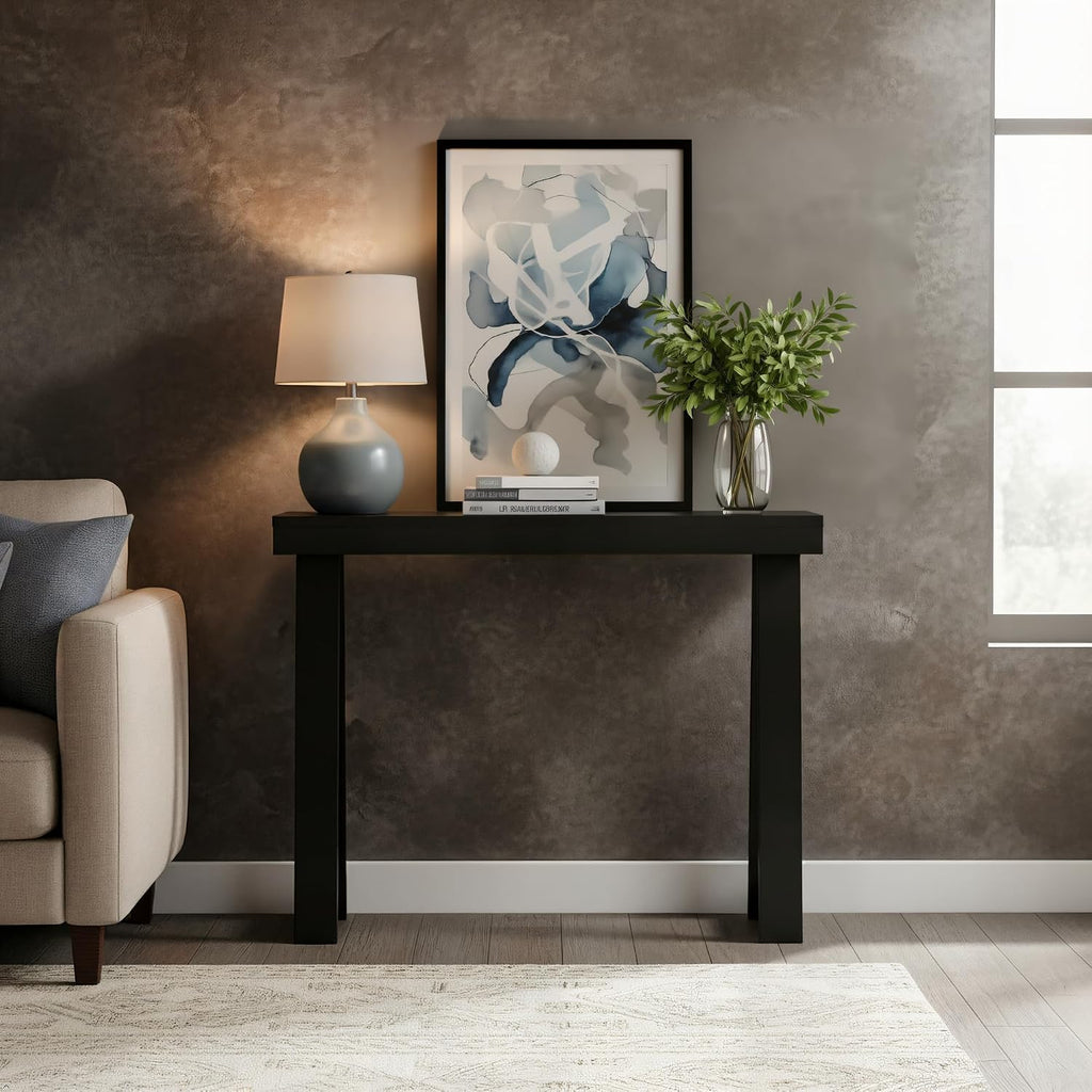 Black Solid Wood Console Table