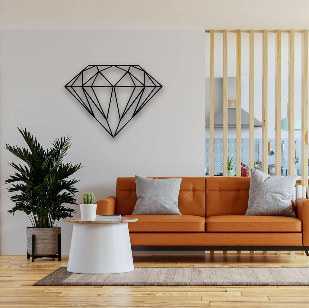 3D Geometric Diamond Metal Wall Art