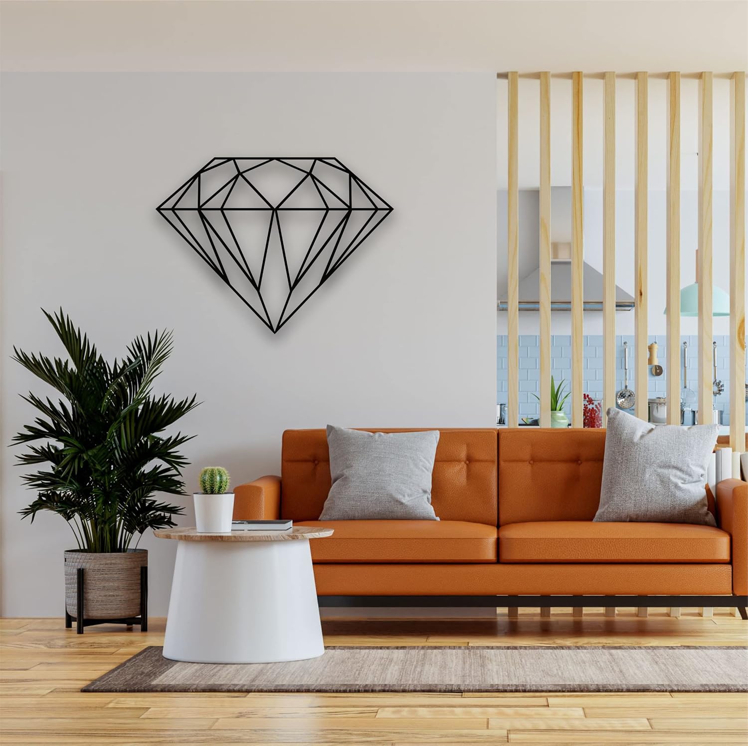 3D Geometric Diamond Metal Wall Art