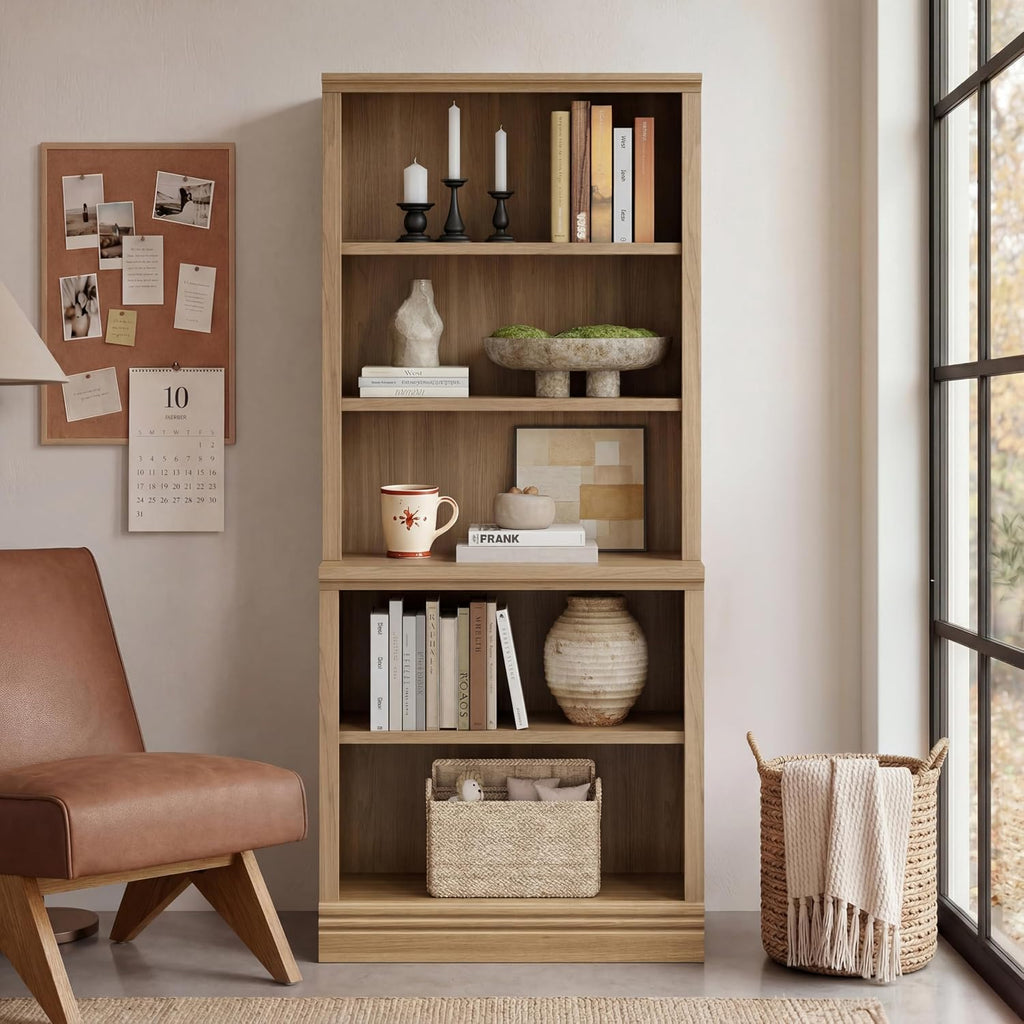 5-Tier Adjustable Multi-Depth Bookshelf